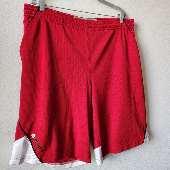 VTG AND1 Mens Medium Red Black Basketball‎ Court Shorts Drawstring Pockets Y2k - Picture 2 of 10